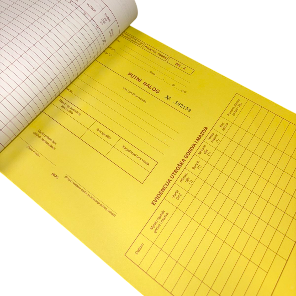 Putni nalog za putnički automobil PN-4