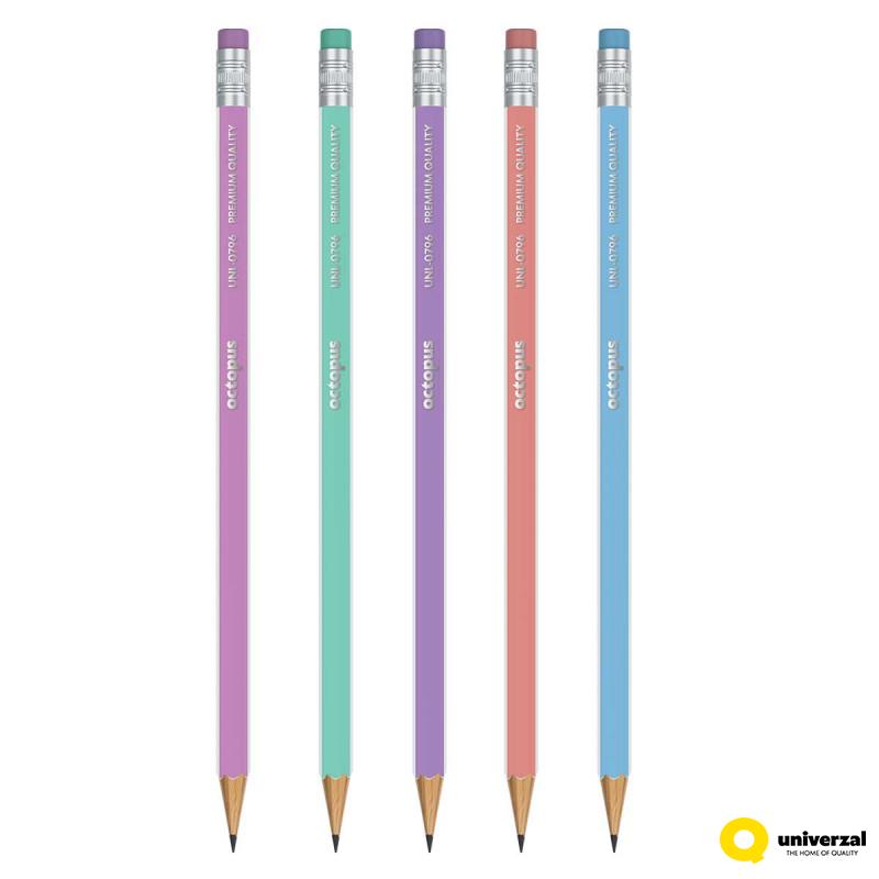 Olovka grafitna HB sa gumicom Triangular Pastel Line Octopus