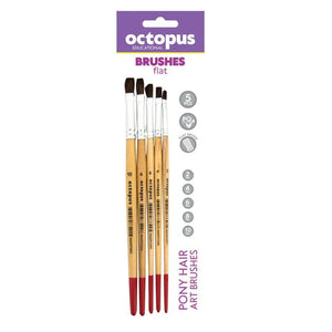 Četkice akvarel - ravne - Pony dlaka - blister set 5/1