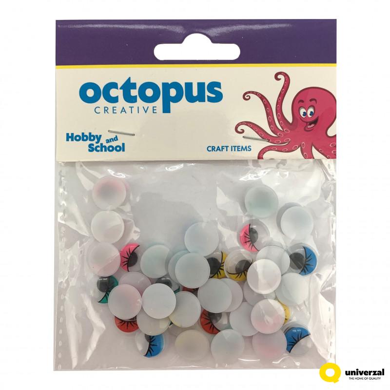 Dekorativne oci okrugle u boji 12mm 40kom. Octopus