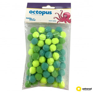 Dekorativne pom pom loptice 15mm 80/1 zelene Octopus