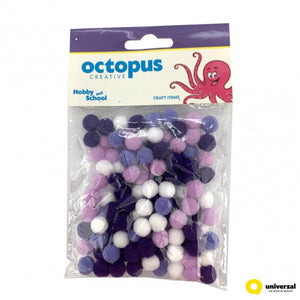 Dekorativne pom pom loptice 15mm 80/1 ljubičaste Octopus