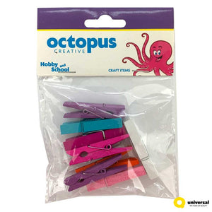 Dekorativne štipaljke drvene u boji 45x7mm 10/1 Octopus