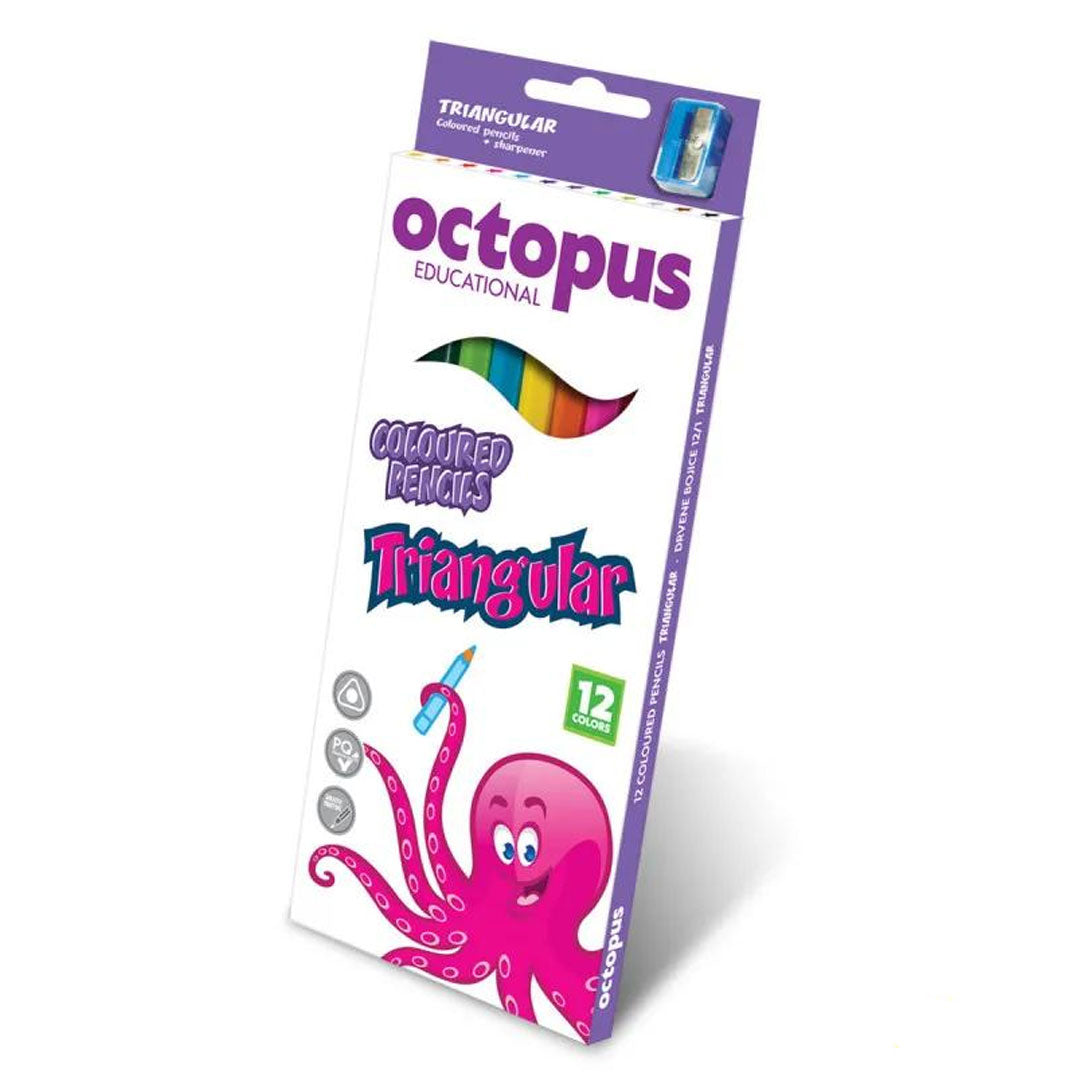 Drvene bojice 12/1 Octopus Triangular + Šiljalo